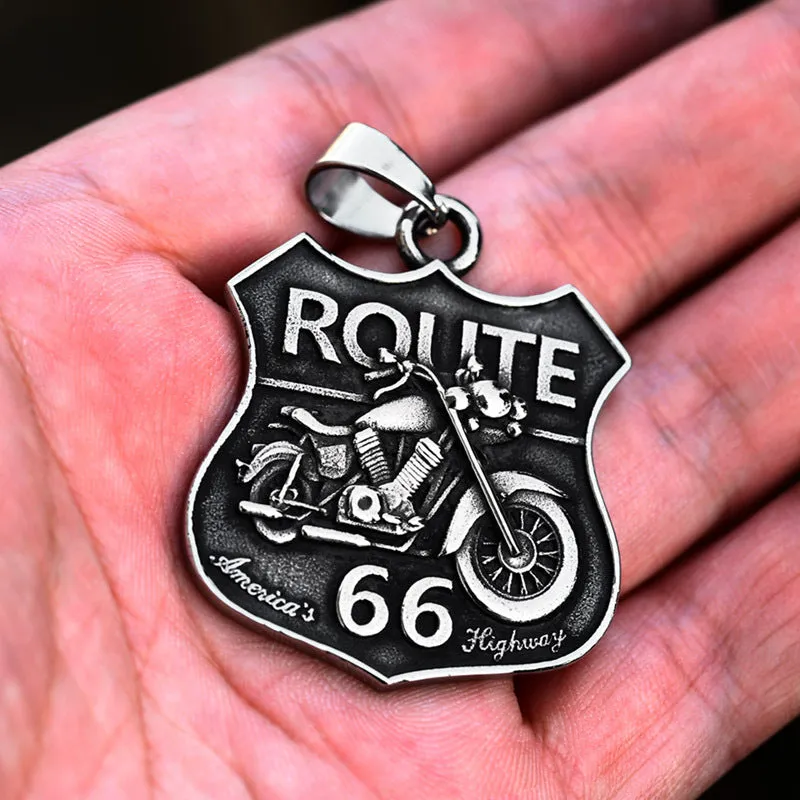 Highway 66 Retro Titanium Steel Pendants for Men – Wholesale Stainless Steel Accessories