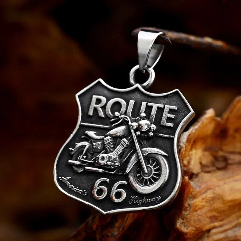 Highway 66 Retro Titanium Steel Pendants for Men – Wholesale Stainless Steel Accessories