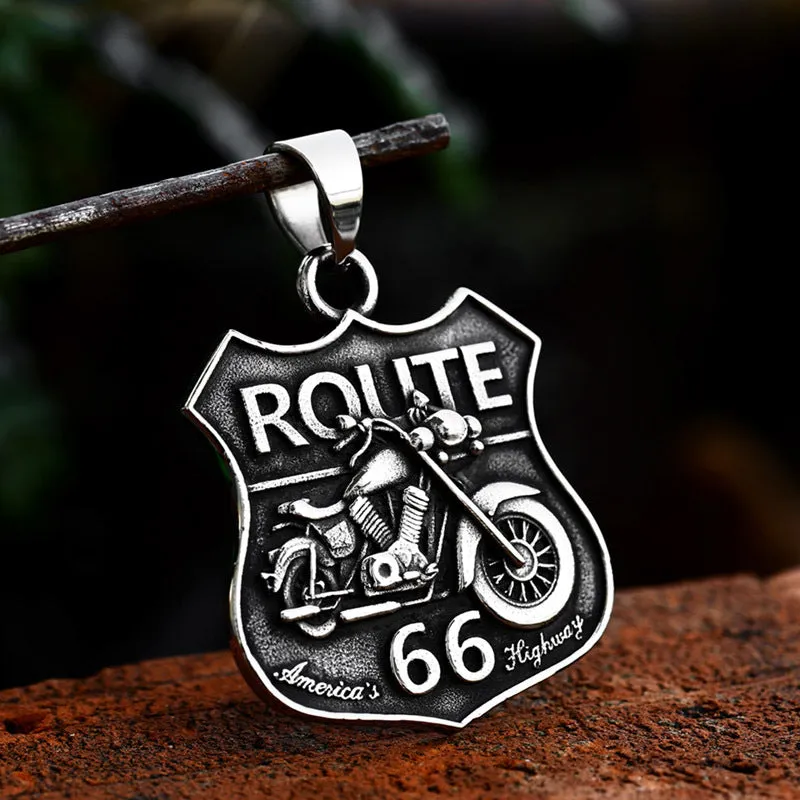 Highway 66 Retro Titanium Steel Pendants for Men – Wholesale Stainless Steel Accessories