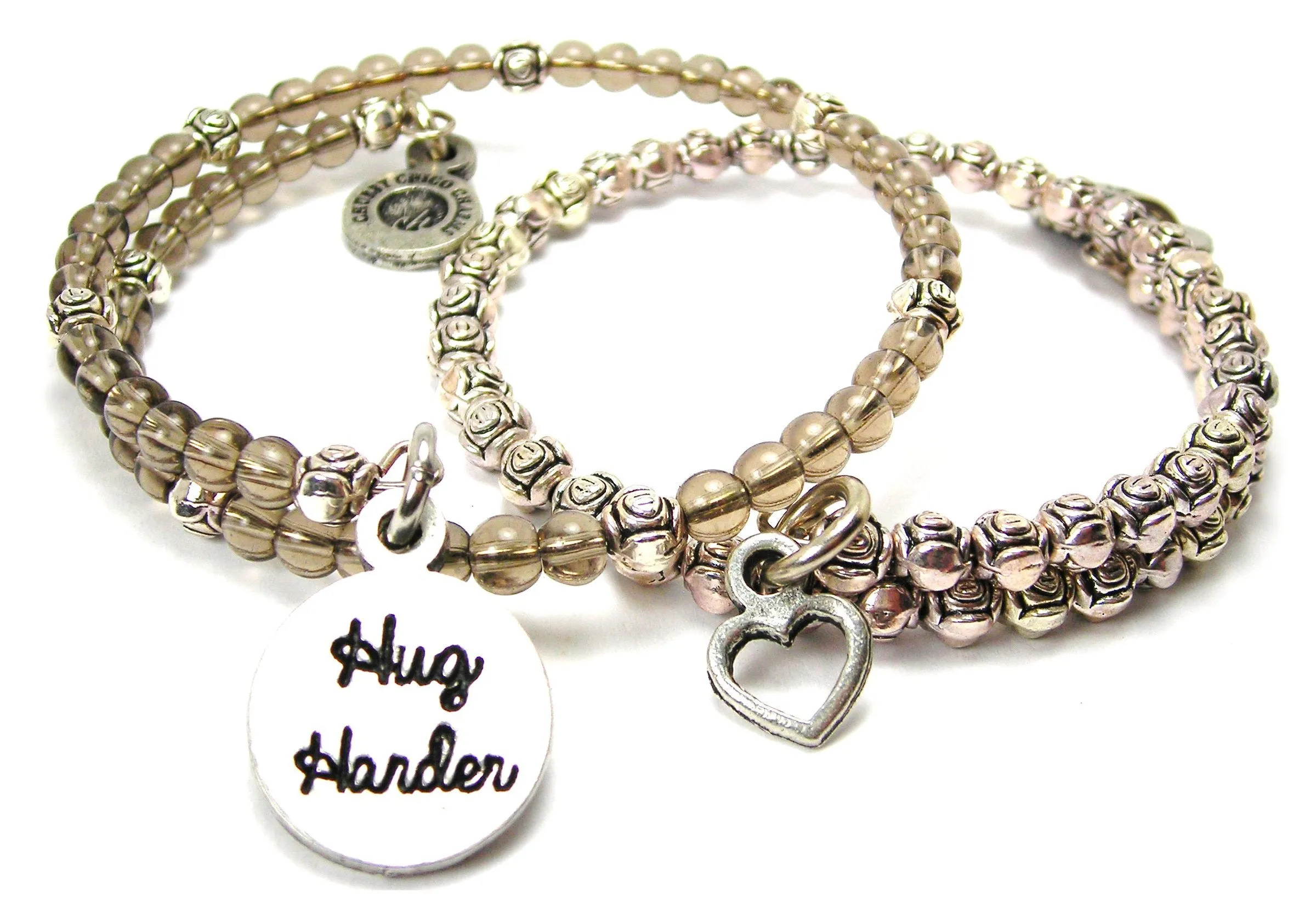 Hug Harder Delicate Glass And Roses Wrap Bracelet Set