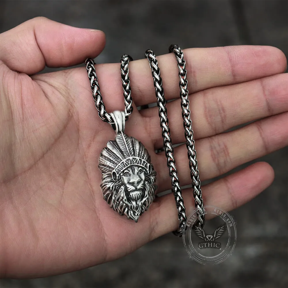 Indian Lion King Pure Tin Necklace