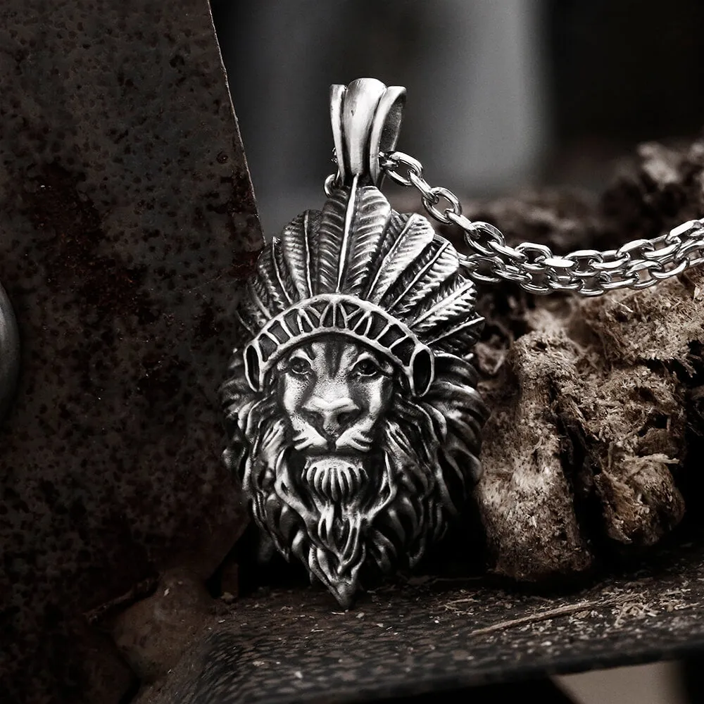 Indian Lion King Pure Tin Necklace