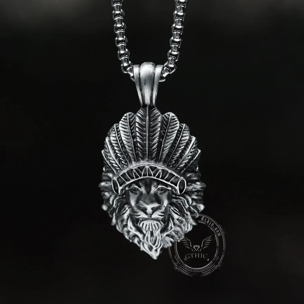 Indian Lion King Pure Tin Necklace