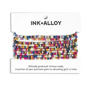 Ink   Alloy IA SBBR0900 Sage confetti beaded 10 strand stretch bracelets