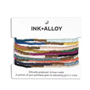 Ink   Alloy IA SBBR0900 Sage confetti beaded 10 strand stretch bracelets