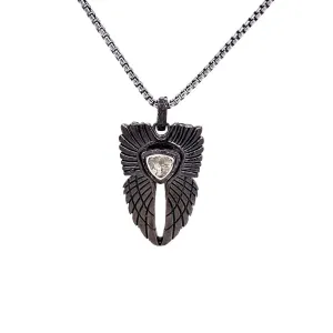 Keith Jack Sterling Silver Raw Diamond .18ctw Black Rhodium Angel Wings Pendant