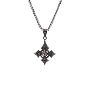 Keith Jack Sterling Silver Small Raw Diamond .15ctw Black Rhodium Celtic Cross Pendant