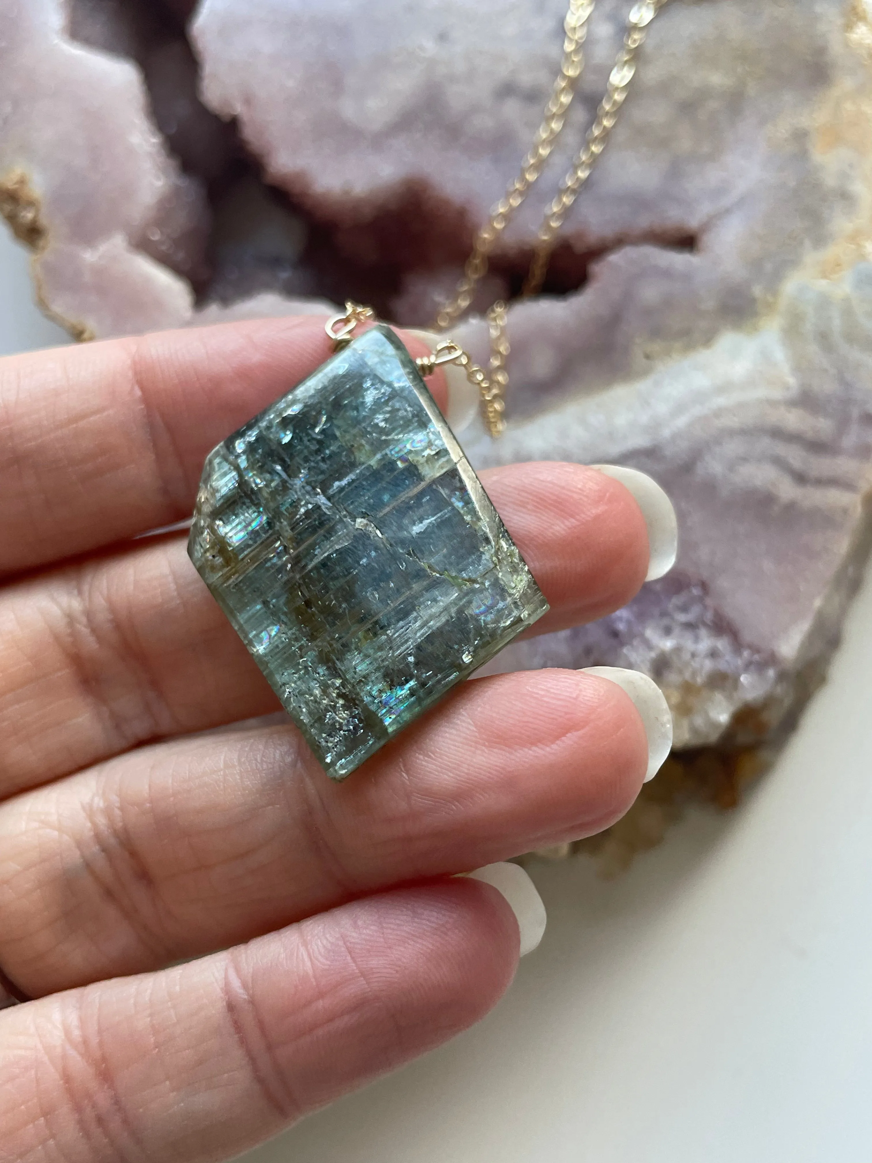 Kyanite Gemstone Pendant Necklace