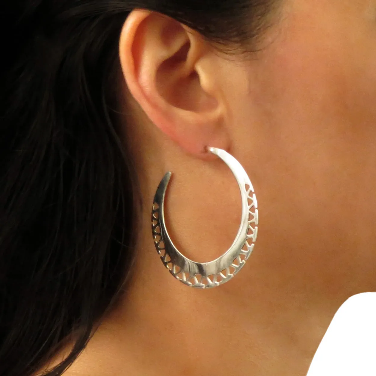 Large Sterling Silver Statement Hoop Earrings