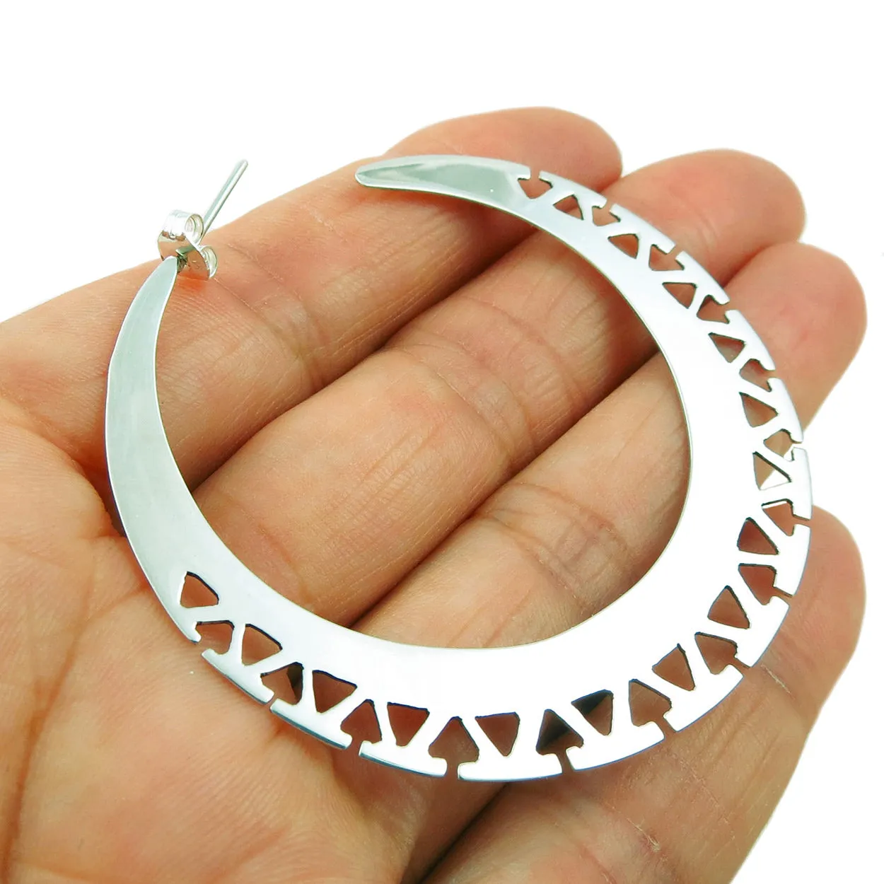 Large Sterling Silver Statement Hoop Earrings