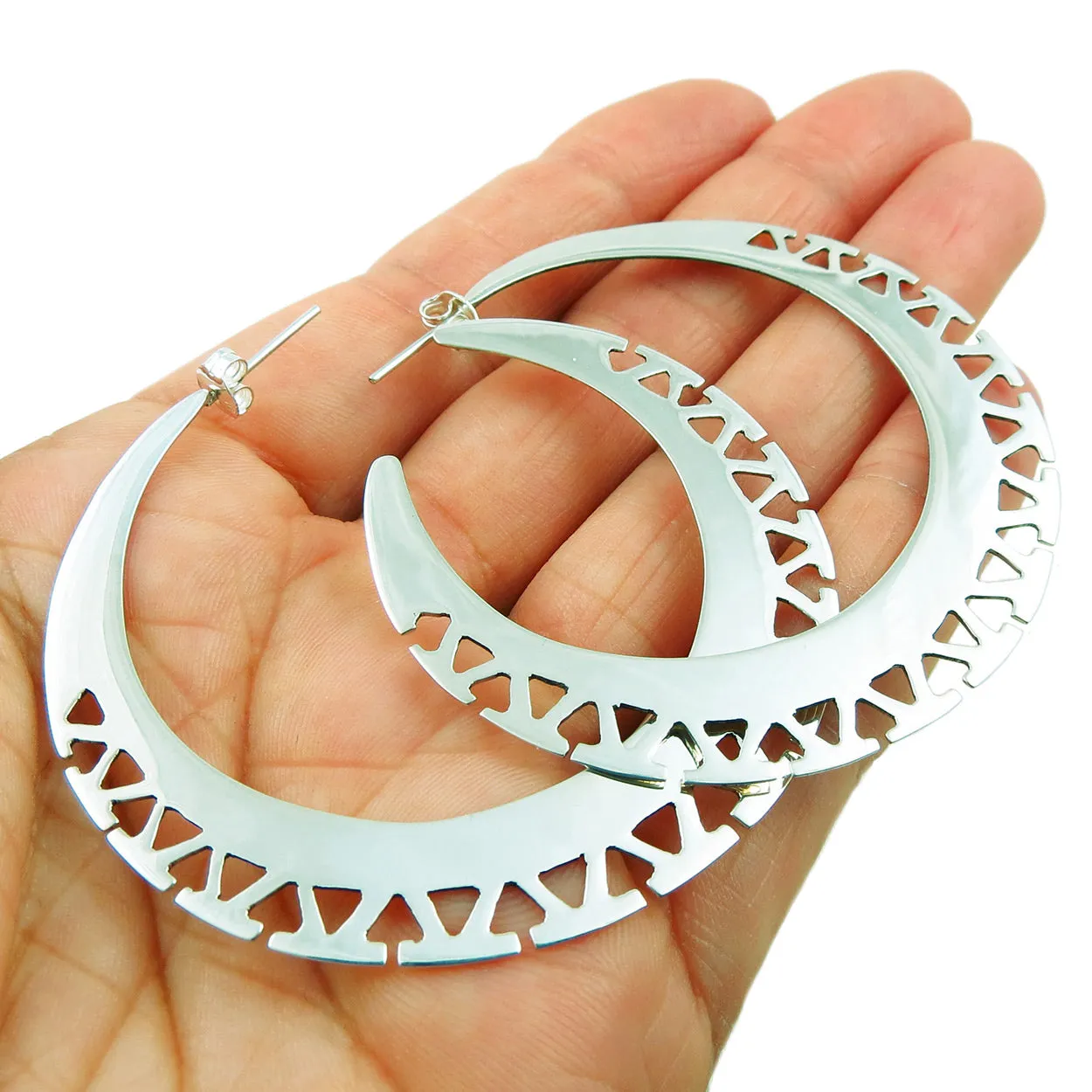 Large Sterling Silver Statement Hoop Earrings