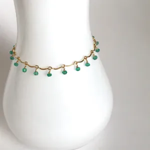 Leticia - Green Onyx, 14k Gold Filled Bracelet