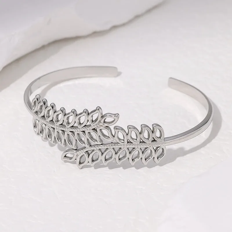 Luxurious Leaf Stainless Steel Electroplating Bangles