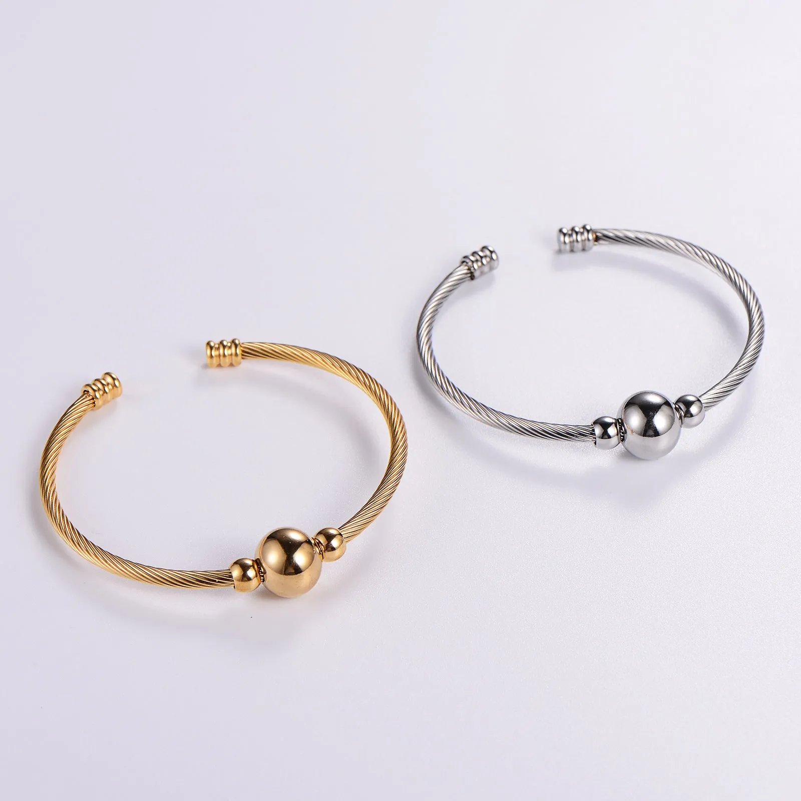 Luxurious Stripe Circle Round Stainless Steel Electroplating Bangles