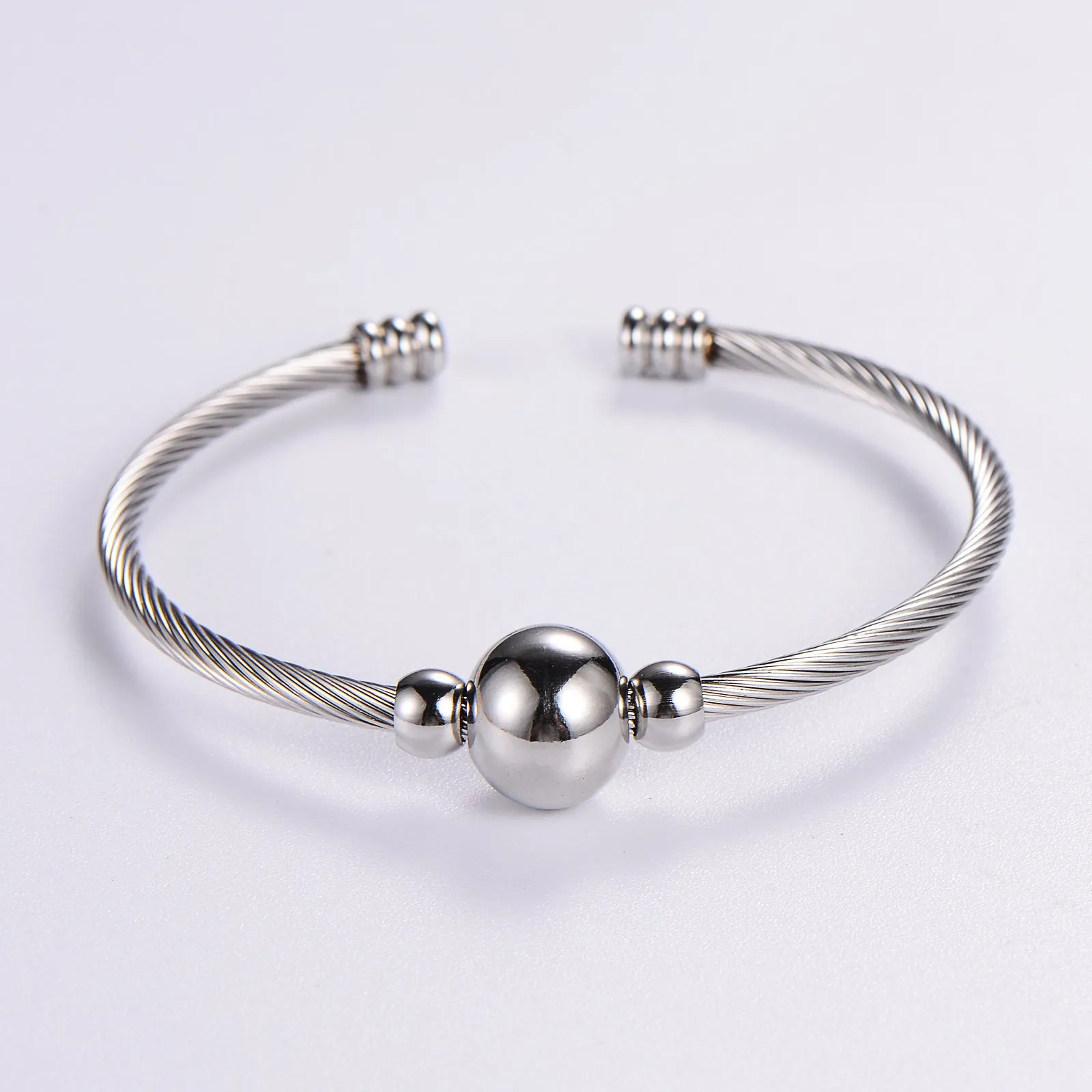 Luxurious Stripe Circle Round Stainless Steel Electroplating Bangles