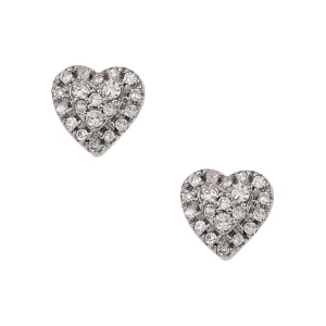 Men's Heart Diamond Stud Earrings 0.18ct 14K White Gold