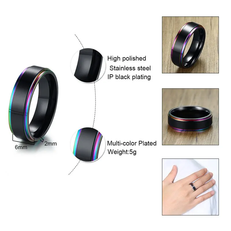 Men's Rainbow Line Classic Ring