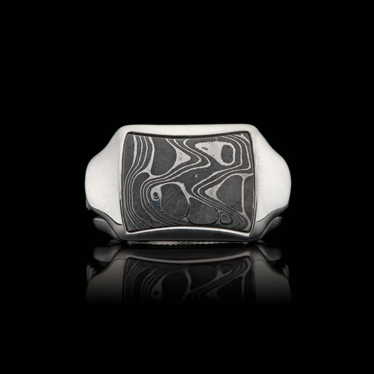 Men's Sleek Damascus Ring - Ring 8 DAM