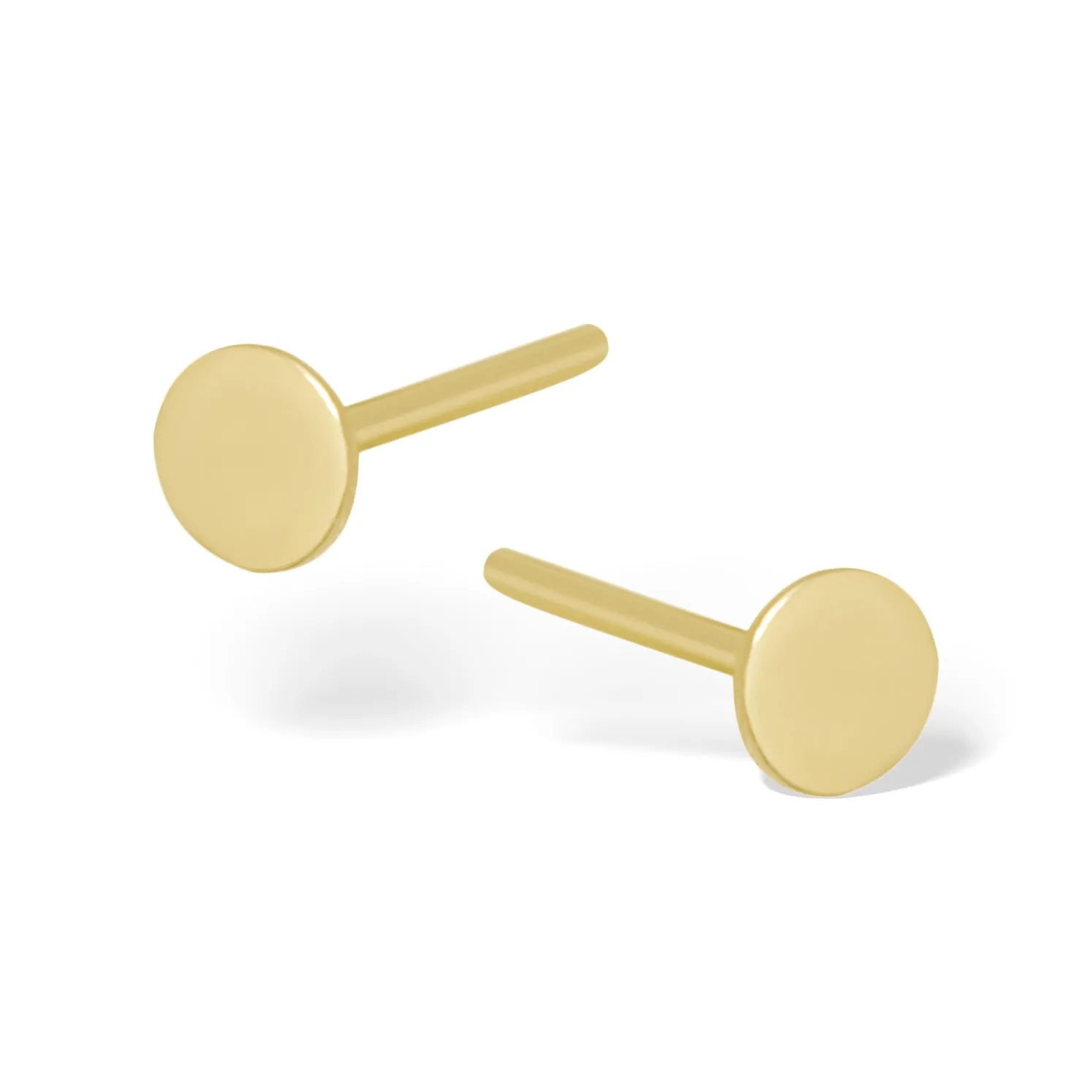 Mini Disc Stud Earrings 14K Yellow Gold