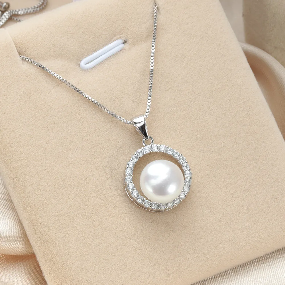 Natural freshwater pearl necklace pendant for women fashion 925 sterling silver jewelry