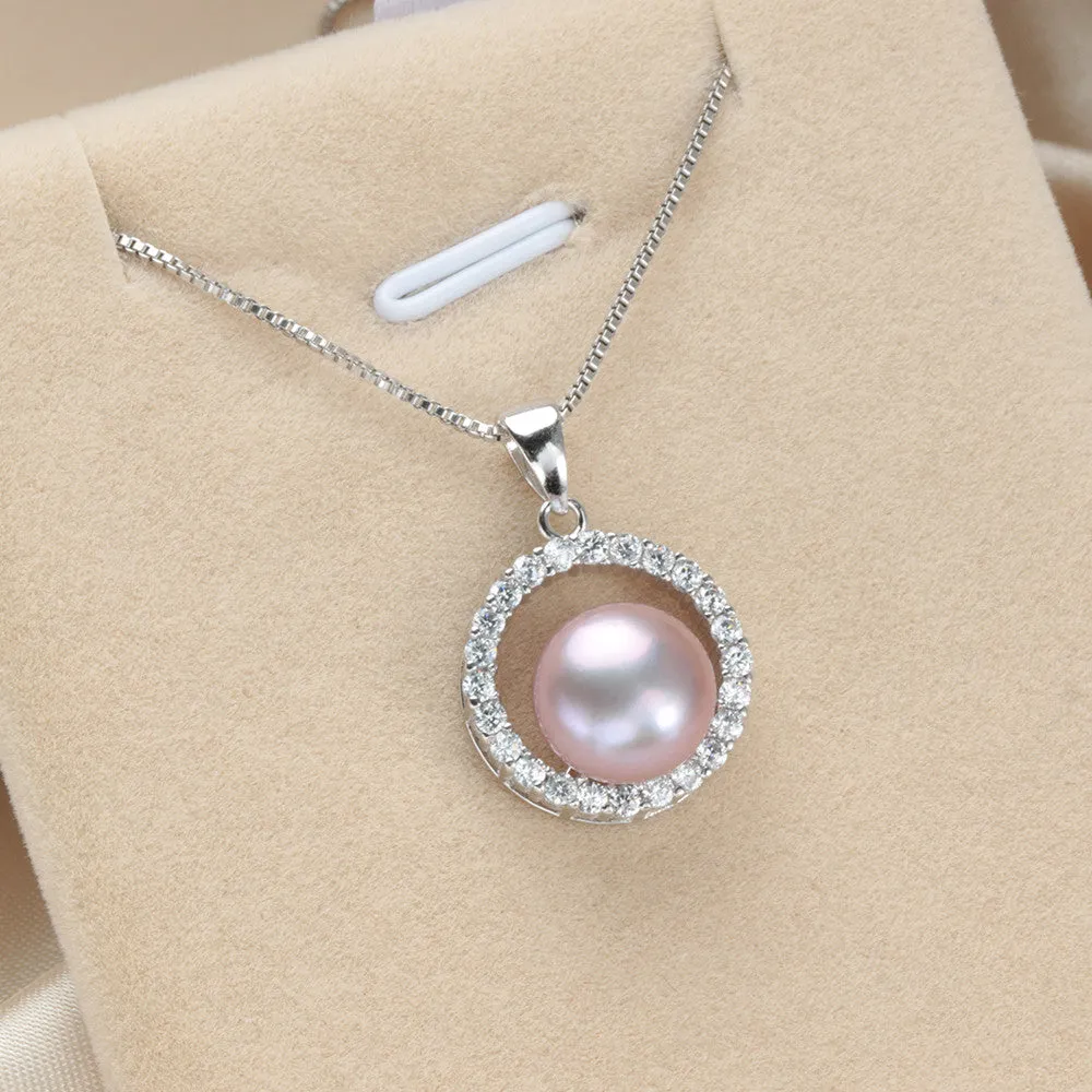 Natural freshwater pearl necklace pendant for women fashion 925 sterling silver jewelry