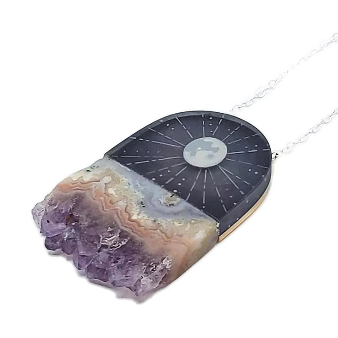 Necklace - Moon Rays Amethyst Jasper Crystal by Fernworks