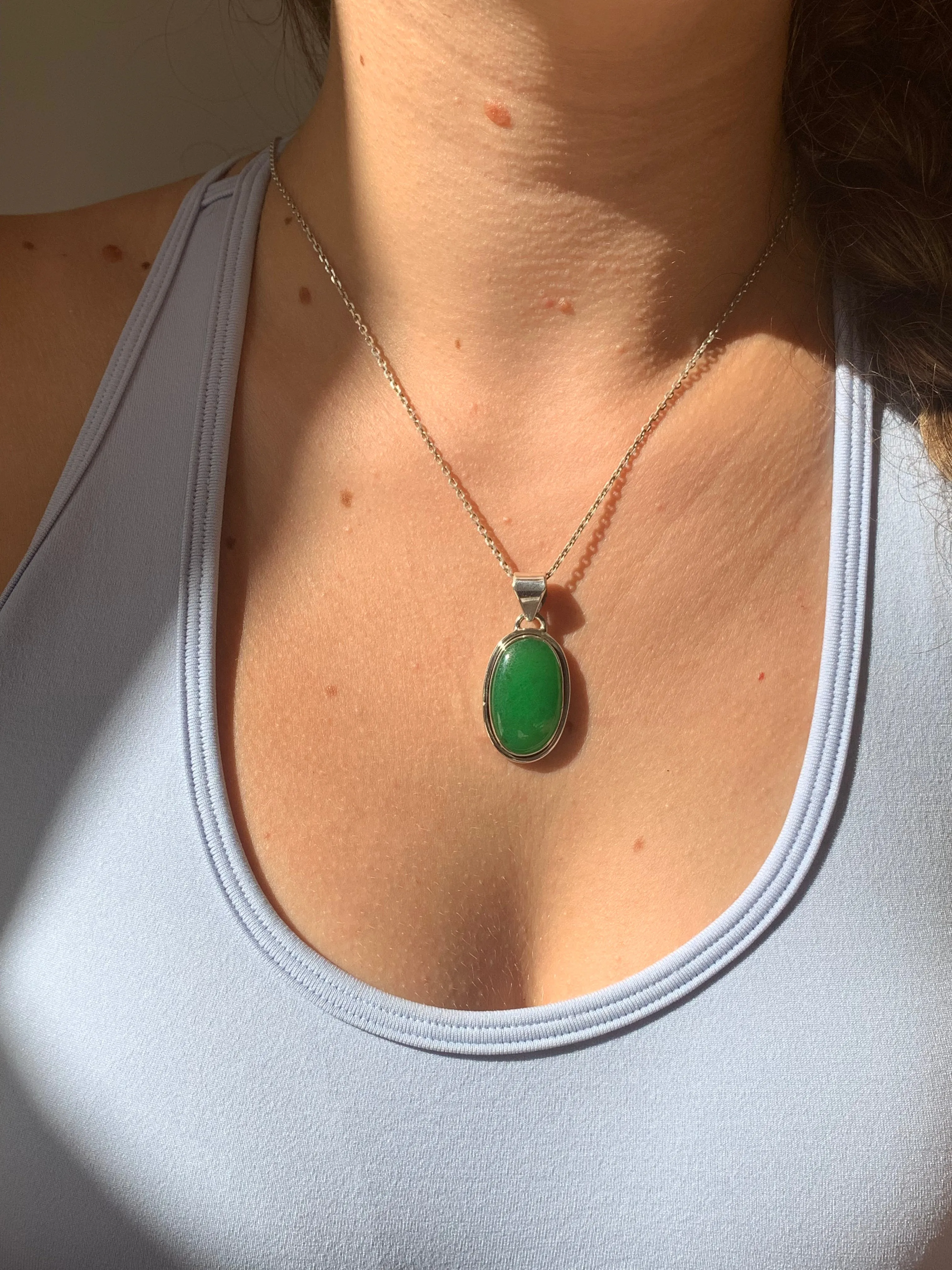 Nephrite Jade Brea Pendant - Long Oval