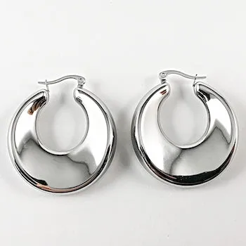 Nice thick metallic tear drop design hoop steel earrings