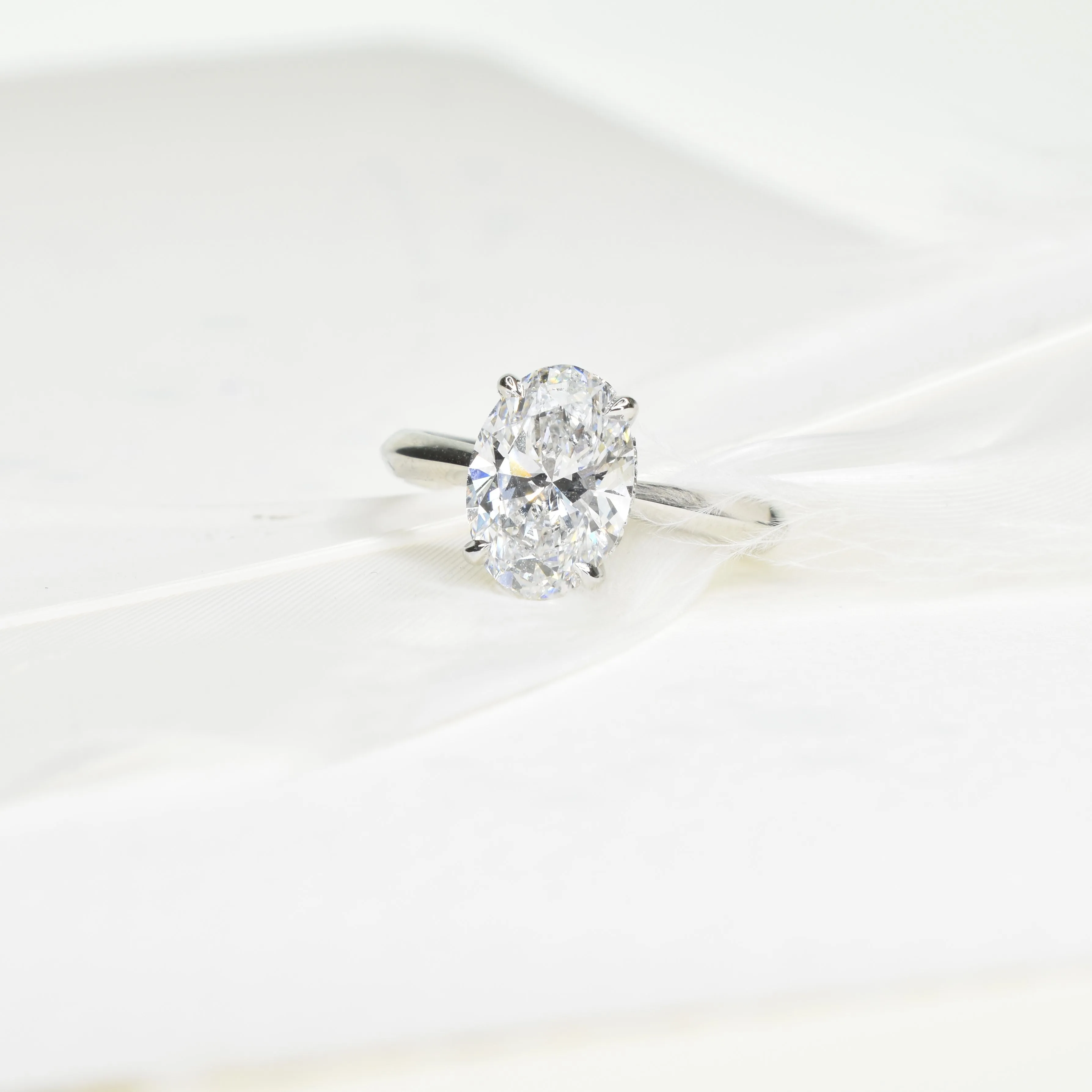 Oval Diamond Ring with a Hidden Halo