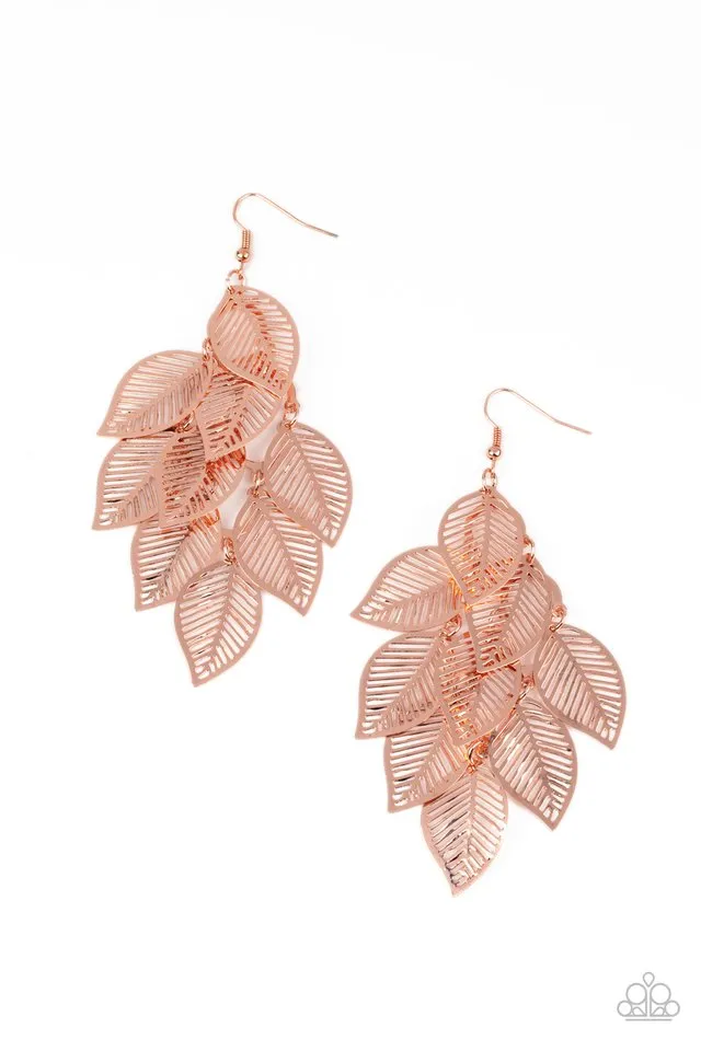 Paparazzi Earring ~ Limitlessly Leafy - Copper