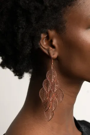 Paparazzi Earring ~ Limitlessly Leafy - Copper