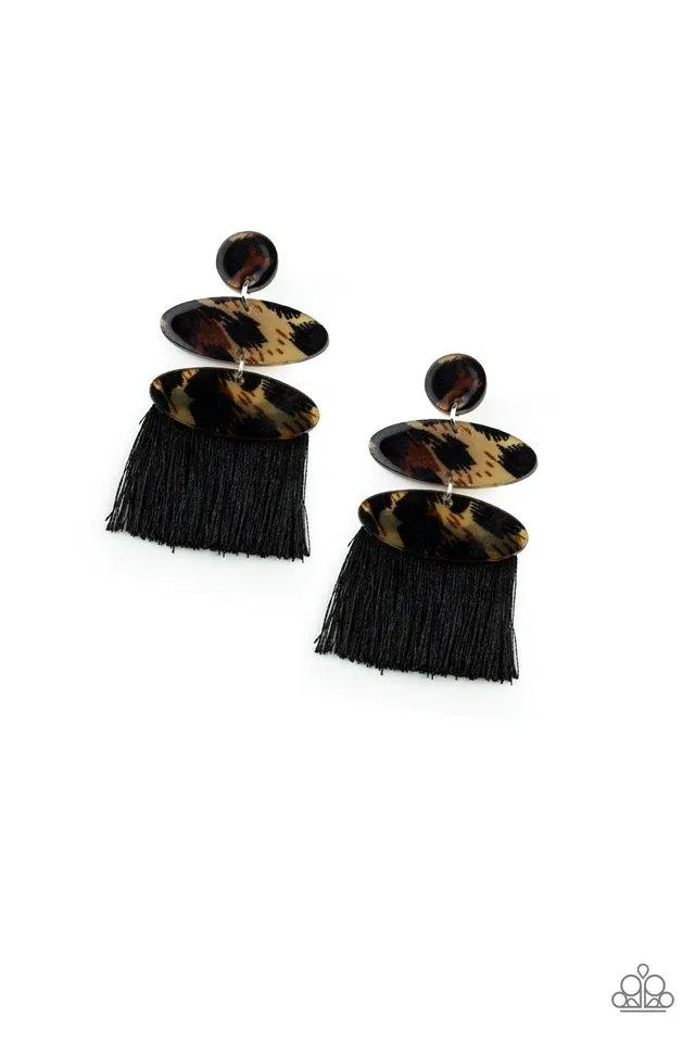 Paparazzi Earring ~ No One Likes A Cheetah - Black