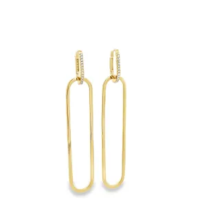 Paperclip Drop CZ Pave Huggie Earrings