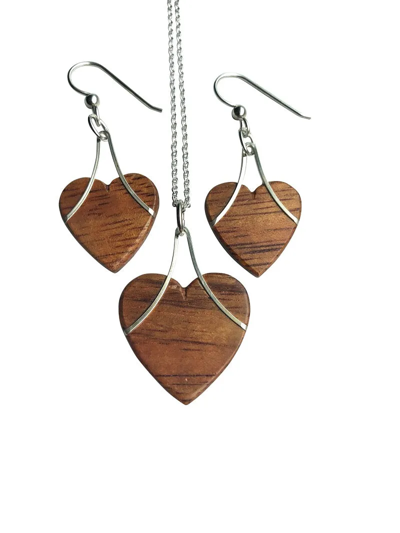 Pendants - Hearts Hawaiian Koa