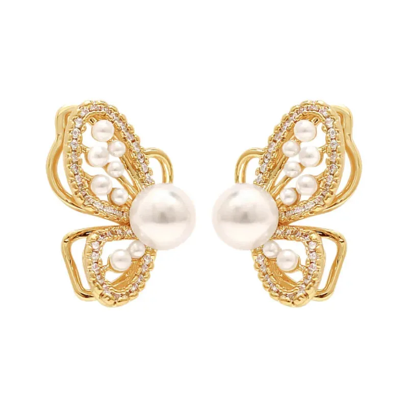 Personality Fashion Butterfly Golden Temperament Imitation Shiny New Earring