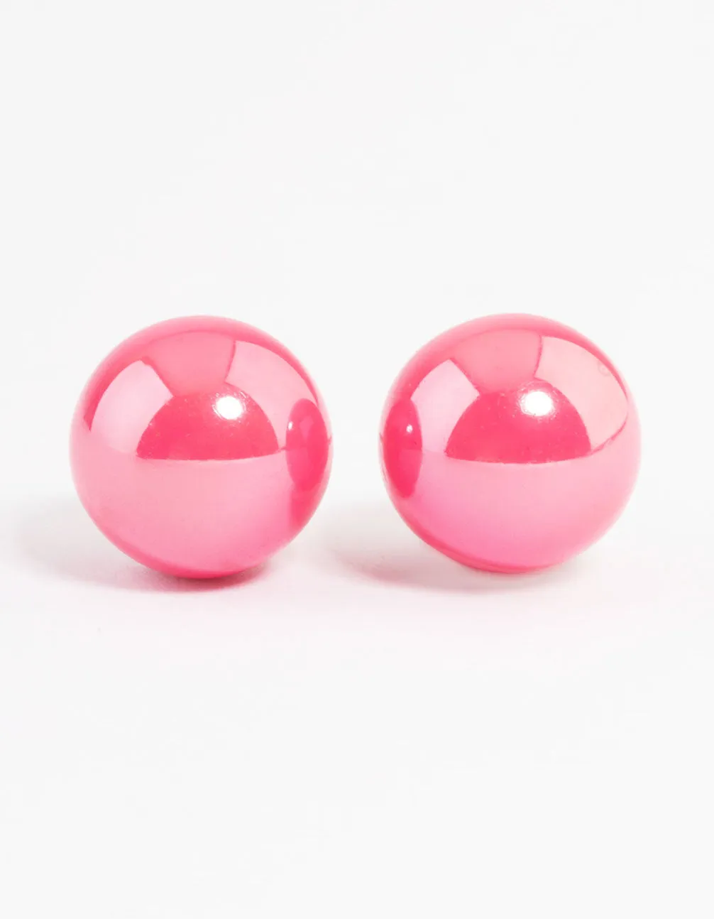 Pink Shiny Ball Stud Earrings