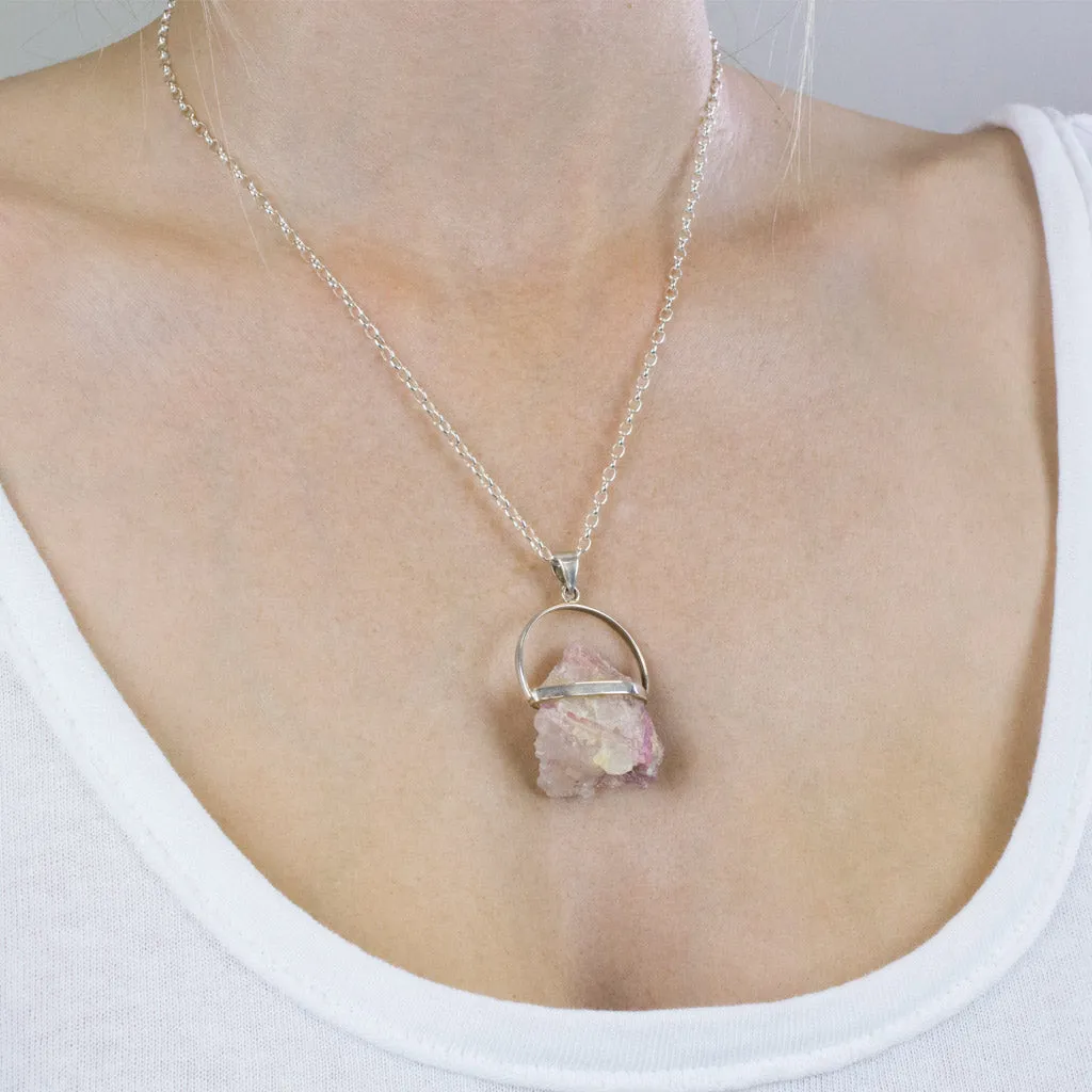 Pink Tourmaline In Quartz Pendant