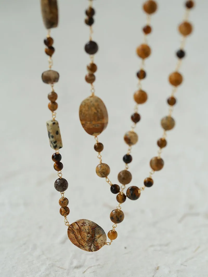 Planet Trail Natural Stone Necklace