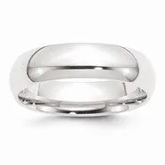 Platinum 6mm Half-Round Comfort Fit Lightweight Wedding Band Ring