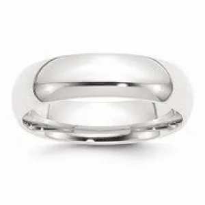 Platinum 6mm Half-Round Comfort Fit Lightweight Wedding Band Ring