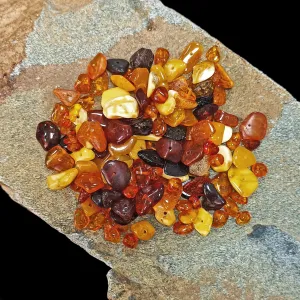 Polished Amber Chips With Drilled Holes