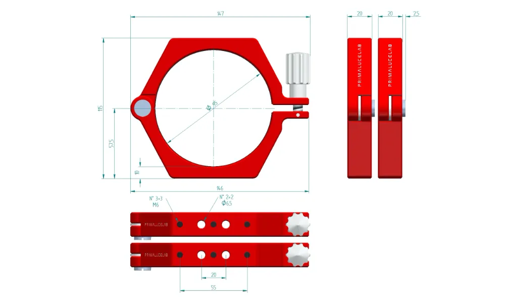 PrimaLuce Lab 95mm PLUS support rings