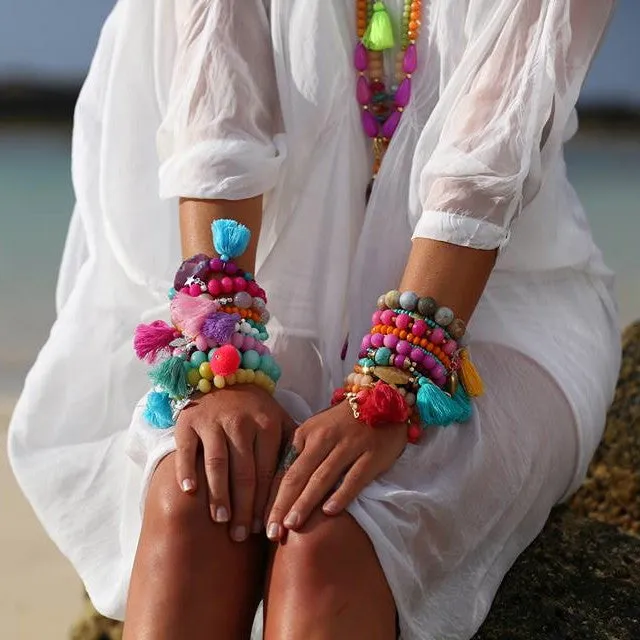 Purple/Pink Rainbow Tassel Bracelet