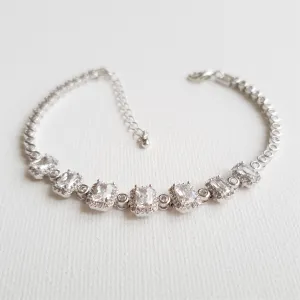 Radiant Cut Cubic Zirconia Bridal Bracelets-Riley