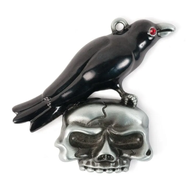 Raven On Skull Pendant