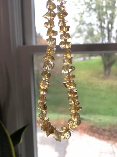 Raw Citrine Bar Necklace November Birthstone Jewelry