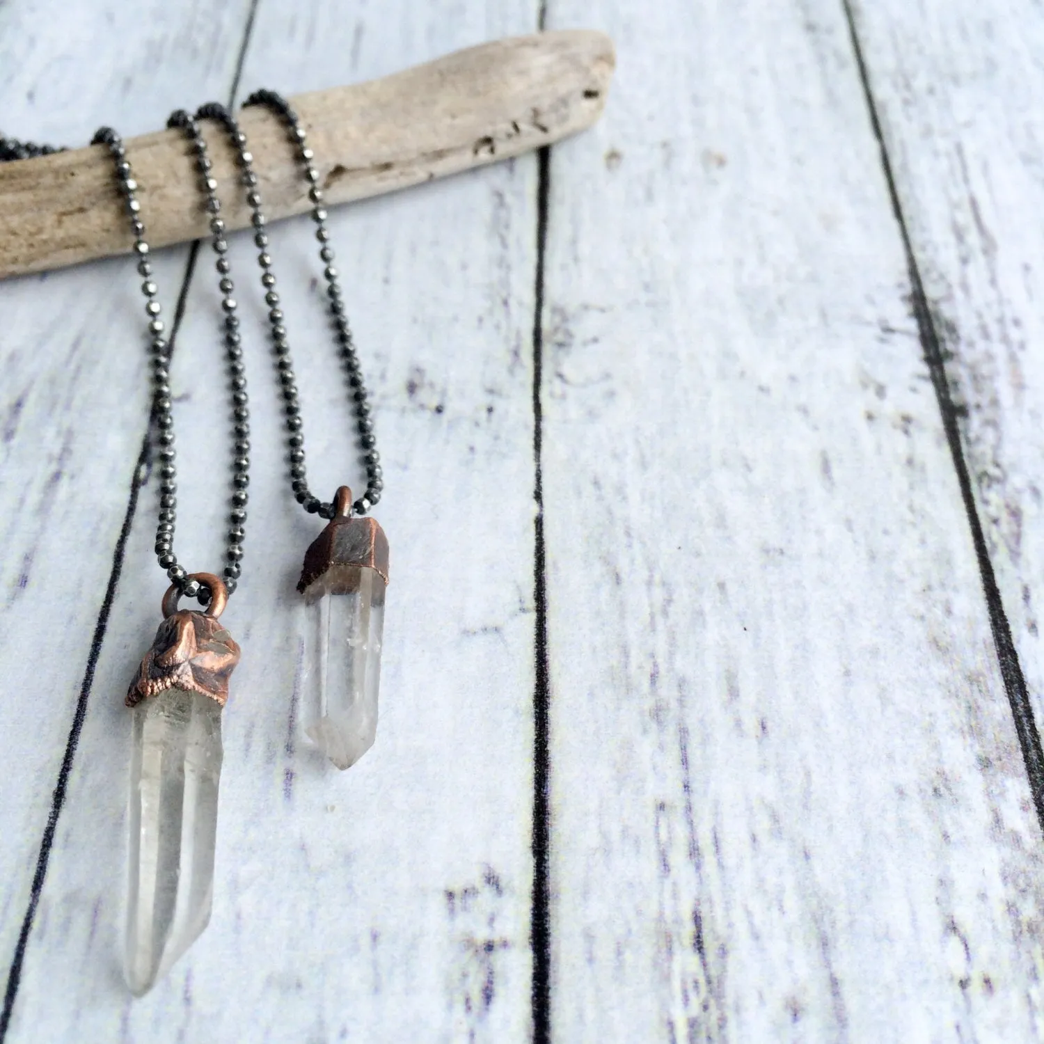 Raw crystal necklace | Electroformed crystal necklace