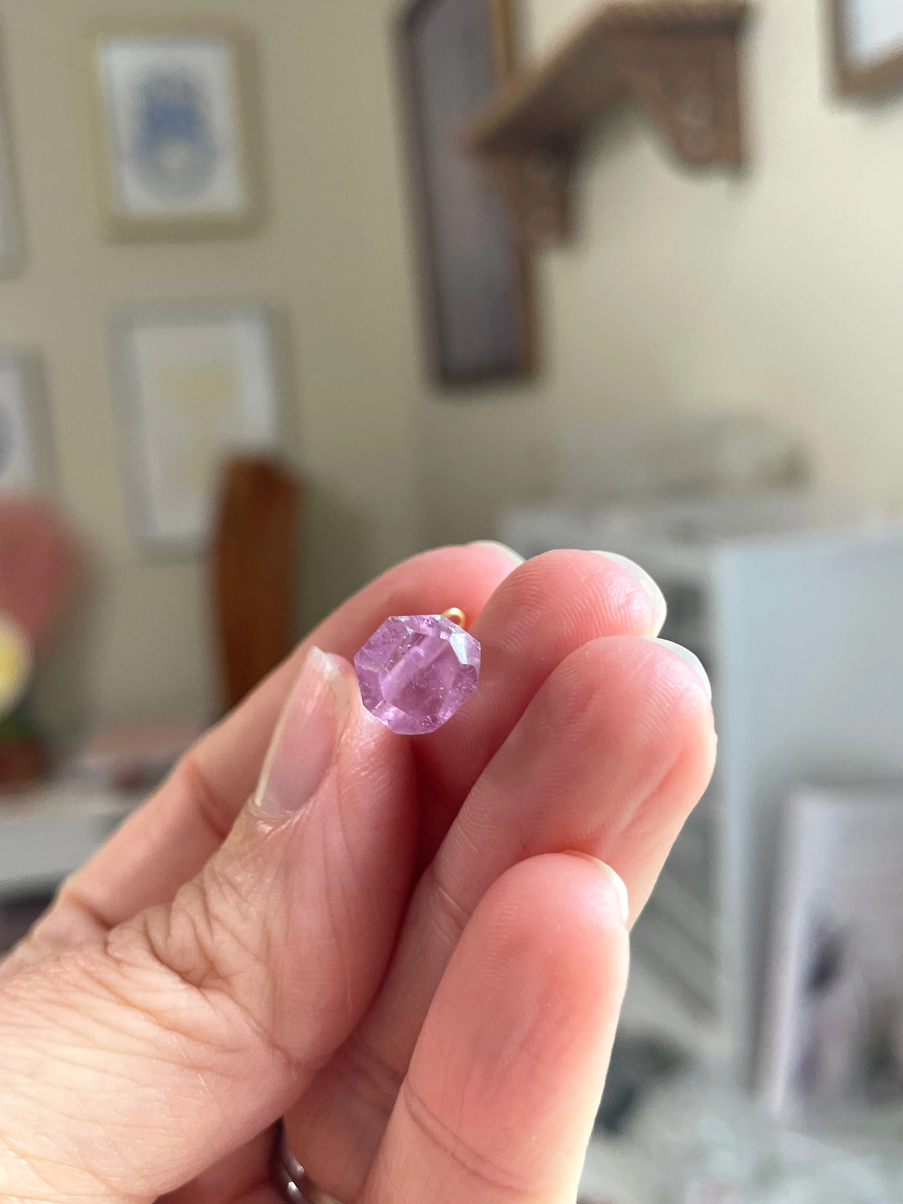 Raw Kunzite Crystal Point Pendant Necklace