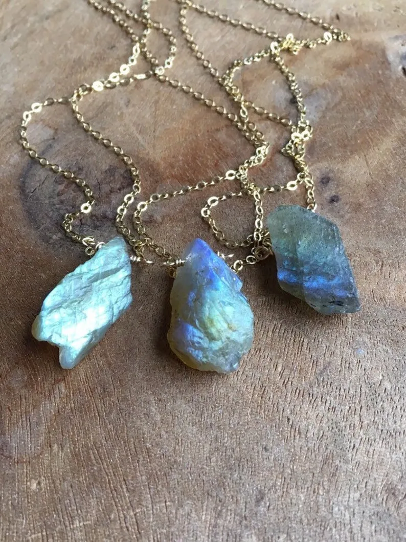 Raw Labradorite Crystal Necklace