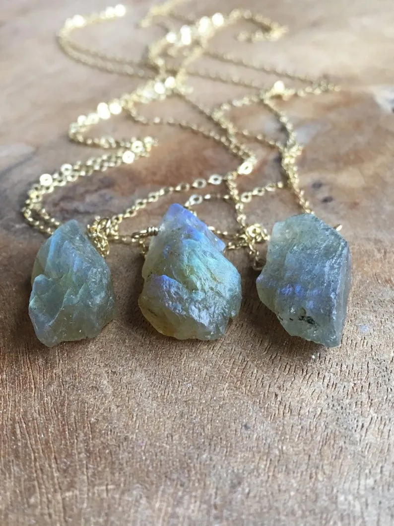 Raw Labradorite Crystal Necklace